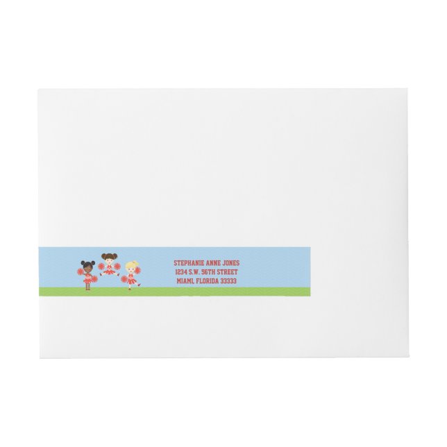 Cheerleader Party Wraparound Address Label (Front)