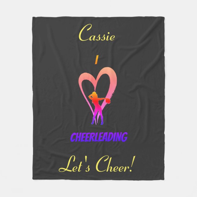 Cheerleader Pink, Yellow, Black Fleece Blanket (Front)
