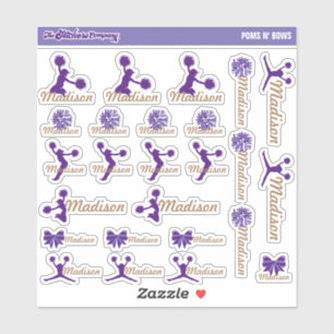 Cheerleader Pom Labels Personalised School