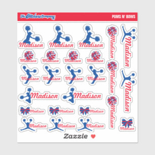 Cheerleader Pom Labels Personalised School