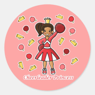 Cheerleader Princess Classic Round Sticker
