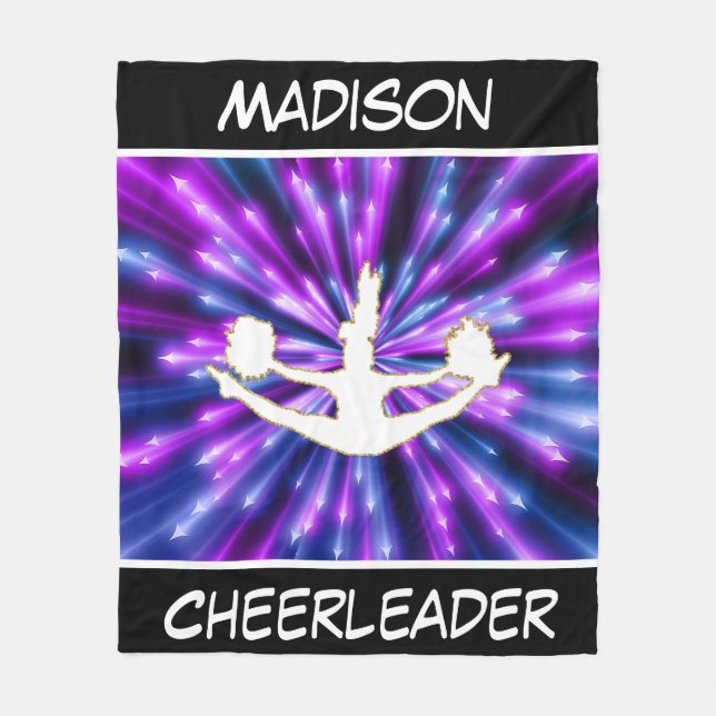 Cheerleader Purple and Blue Explosion Fleece Blanket (Front)