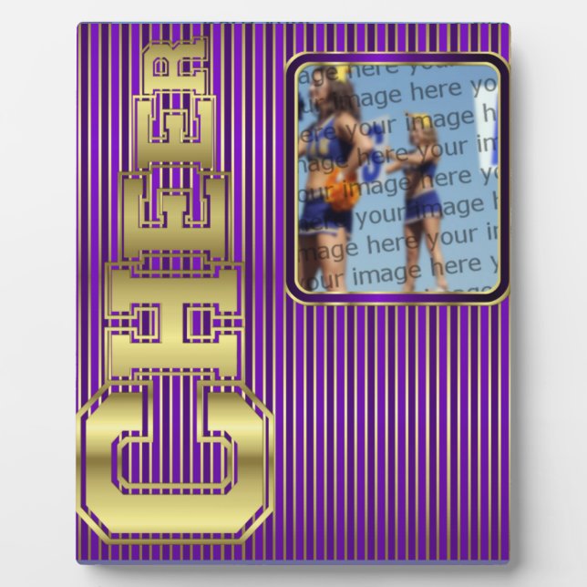 Cheerleader Purple and Gold Photo Plaque (Front)