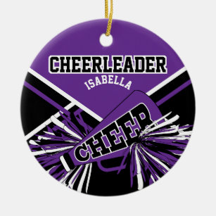 Cheerleader - Purple, Black and White Ceramic Tree Decoration