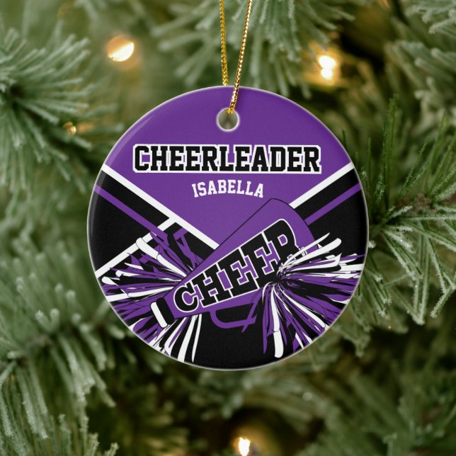 Cheerleader 📣💖 - Purple, Black and White Ceramic Tree Decoration (Tree)
