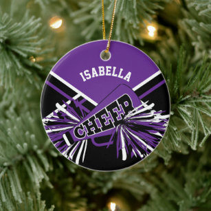 Cheerleader 📣💖 - Purple, Black and White Ceramic Tree Decoration