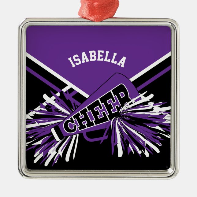 Cheerleader 📣💖 - Purple, Black and White Metal Tree Decoration (Front)