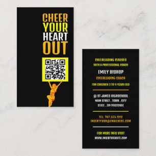 Cheerleader QR Code Sign, Cheerleader Coach Business Card