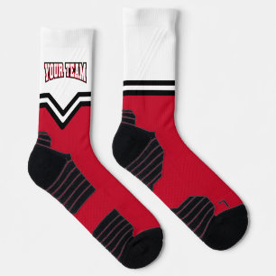 Cheerleader Red Varsity V Squad Photo Logo Socks