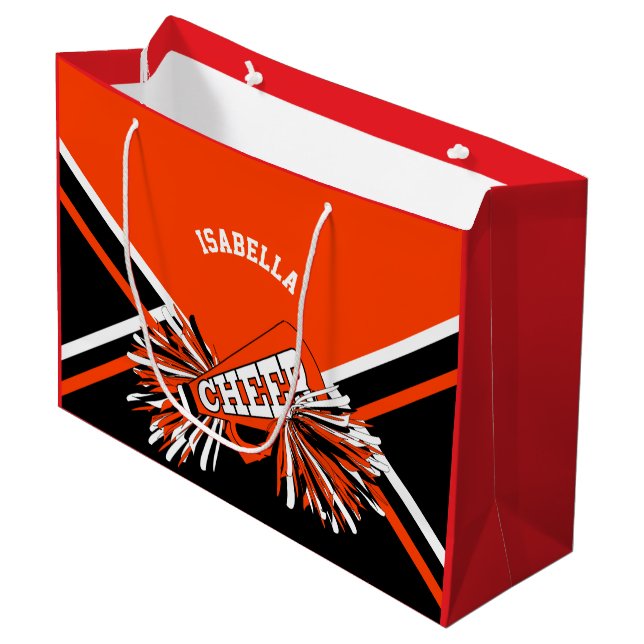 Cheerleader 📣 - Red, White and Black - Large Large Gift Bag (Front Angled)