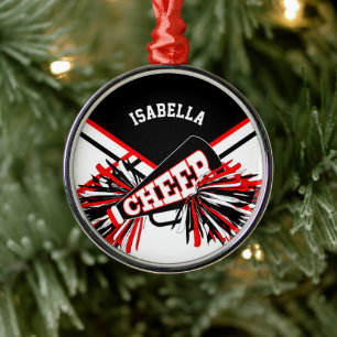 Cheerleader - Red, White and Black Metal Tree Decoration