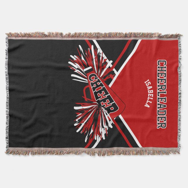 Cheerleader 📣 - Red, White and Black Throw Blanket (Front)
