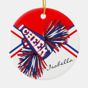 Cheerleader - Red, White and Blue Ceramic Tree Decoration