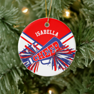 Cheerleader 📣💖 - Red, White and Blue Ceramic Tree Decoration