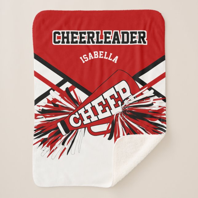 Cheerleader 📣 - Red, White & Black Sherpa Blanket (Front)