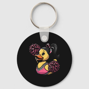 Cheerleader Rubber Duck Cheerleading Duckling Key Ring