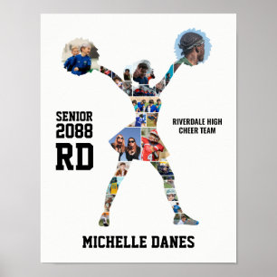 Cheerleader Silhouette Cheer Team Photo Collage Poster