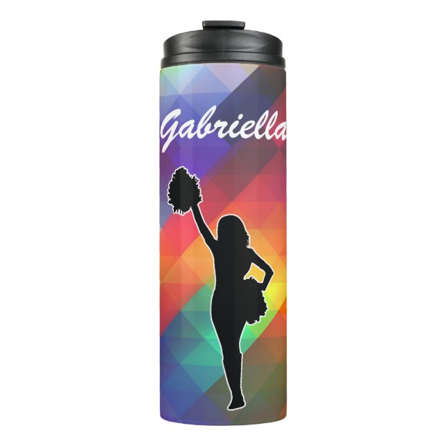 Cheerleader Silhouette Colourful BG personalise Thermal Tumbler (Front)