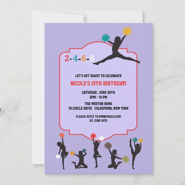 Cheerleader Silhouette Invitation (Front)