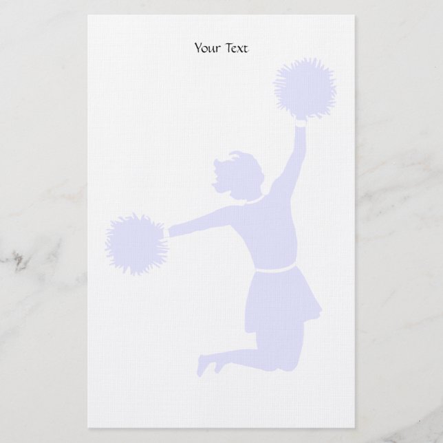 Cheerleader Silhouette With Poms On Stationery (Front)