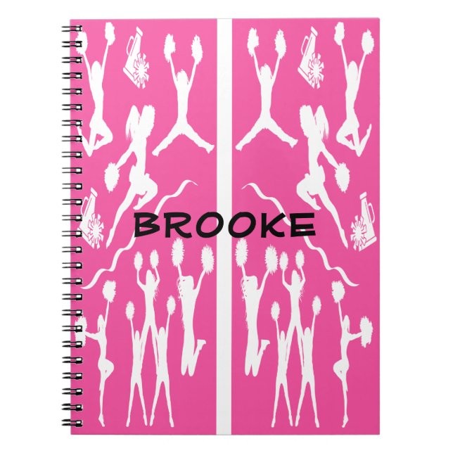 CHEERLEADER SPIRAL NOTEBOOK DESIGN WHITE AND PINK (Front)