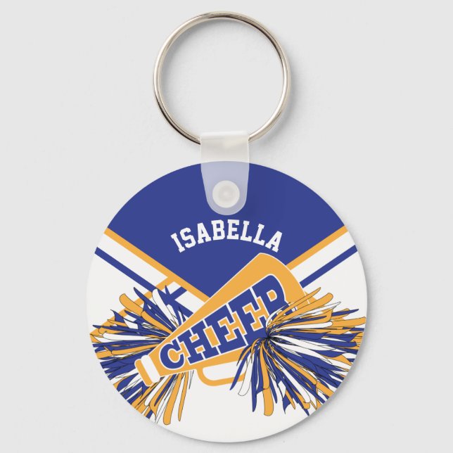 Cheerleader Spirit -Blue, Gold and White 2 Key Ring (Front)