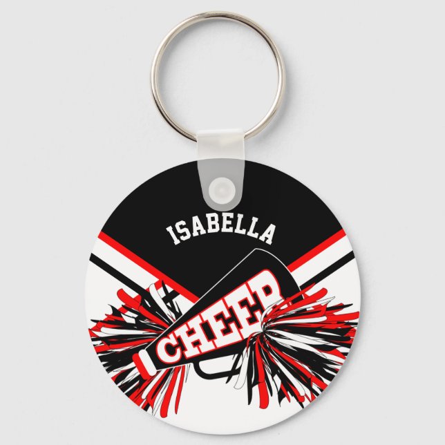 Cheerleader Spirit - Red, Black and White Key Ring (Front)