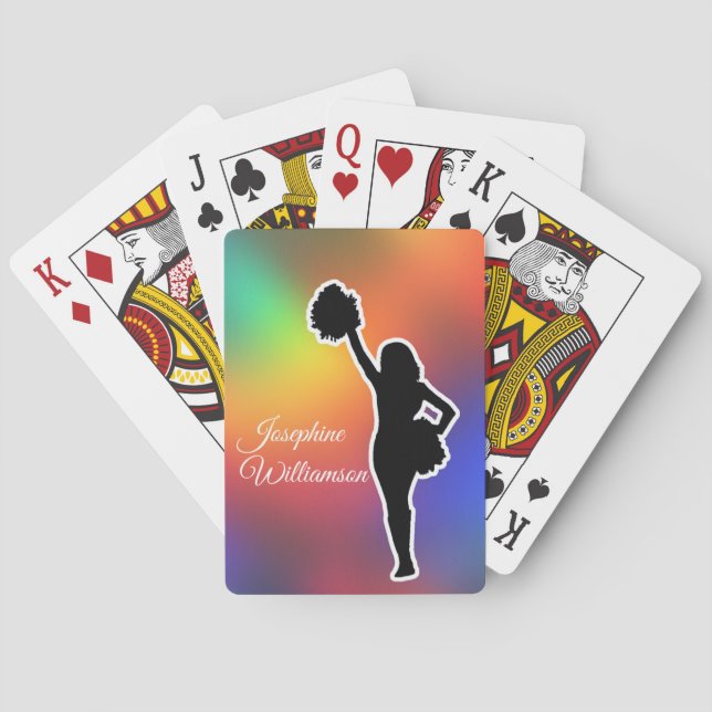 Cheerleader Sports Theme  personalise with name Playing Cards (Back)