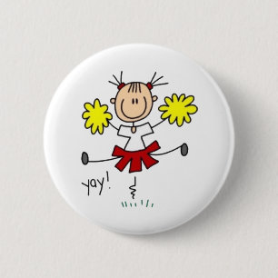 Cheerleader Stick Fgure 6 Cm Round Badge