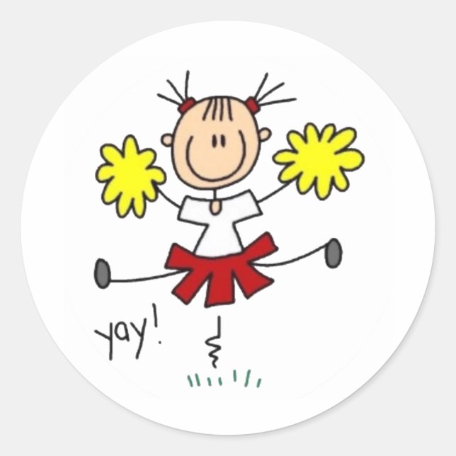 Cheerleader Stick Fgure Classic Round Sticker (Front)