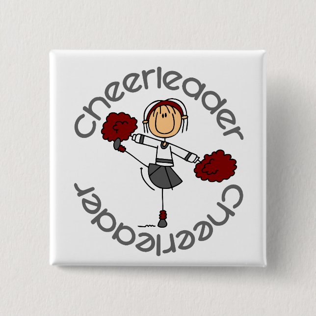 Cheerleader Stick Figure 15 Cm Square Badge (Front)