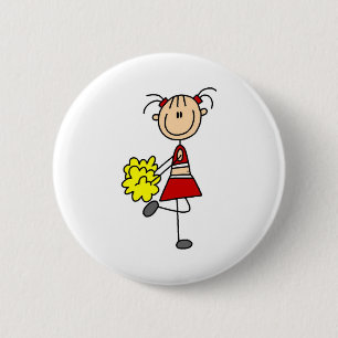 Cheerleader Stick Figure Button
