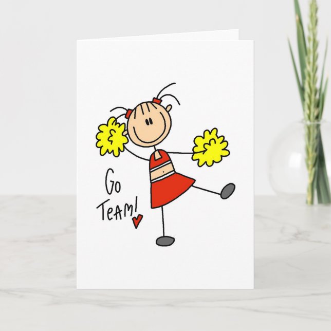 Cheerleader Stick Figure Card (Front)