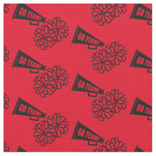 Cheerleader Team School Colors Black & Red Fabric