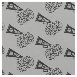 Cheerleader Team School Colours Black & Grey Silve Fabric