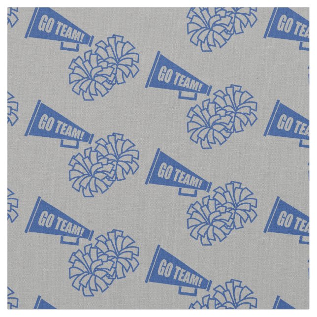 Cheerleader Team School Colours Blue & Silver Grey Fabric (Close Up)
