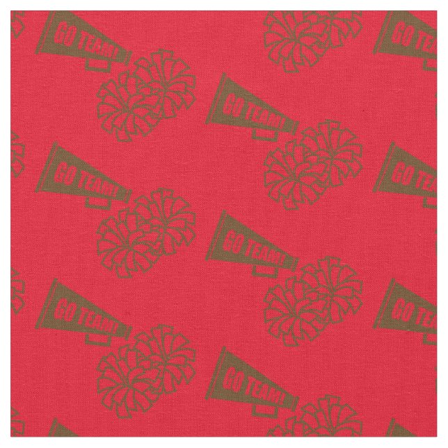 Cheerleader Team School Colours Brown & Red Fabric (Close Up)