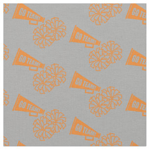 Cheerleader Team School Colours Orange & Grey Silv Fabric