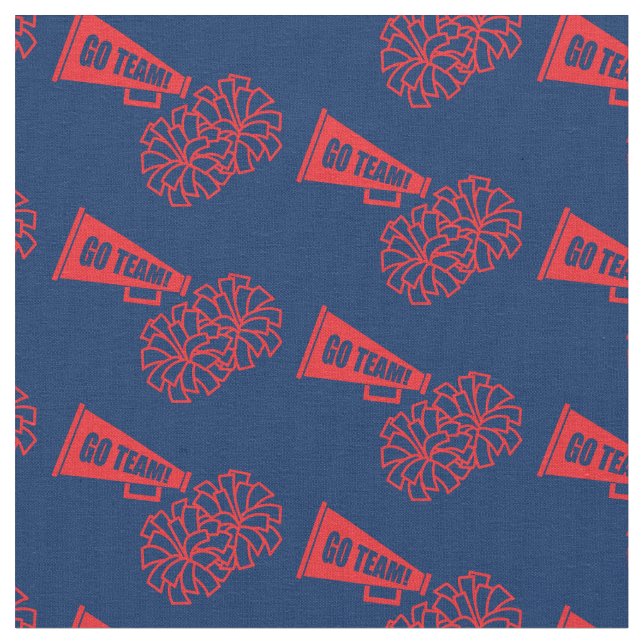 Cheerleader Team School Colours Red & Navy Blue Fabric (Close Up)