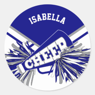 📣 Cheerleader  - White, Blue and Grey Classic Round Sticker