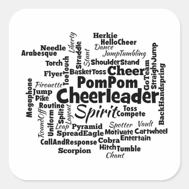 Cheerleader Word Cloud Square Sticker (Front)