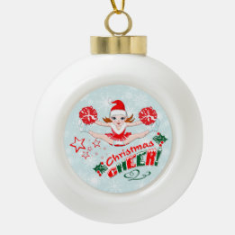Cheerleaders Christmas Cheer Ceramic Ball Christmas Ornament