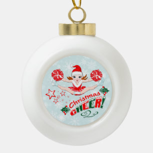 Cheerleaders Christmas Cheer Ceramic Ball Christmas Ornament