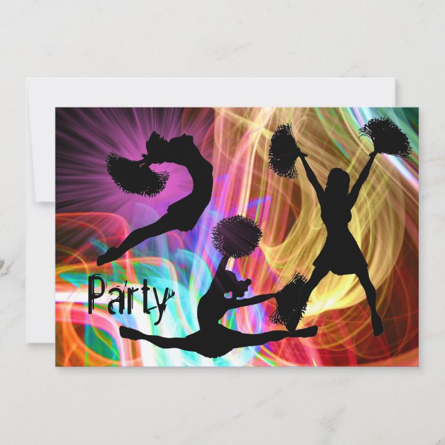 Cheerleaders in Electric Laser Show Invitation (Front)