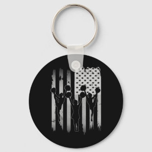 Cheerleaders Usa American Flag 4th Of July Cheerle Key Ring