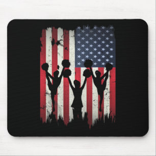 Cheerleaders Usa American Flag 4th Of July Cheerle Mouse Mat