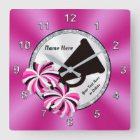 Cheerleading Bedroom Ideas, Pink Cheer Wall Clocks