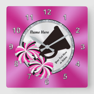 Cheerleading Bedroom Ideas, Pink Cheer Wall Clocks