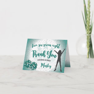 Cheerleading Birthday Green Thank You Card