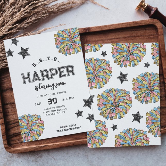 Cheerleading Birthday Invitations | Cheer Party (Creator Uploaded)